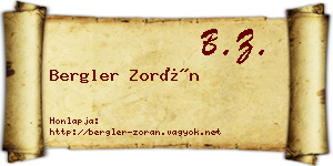 Bergler Zorán névjegykártya